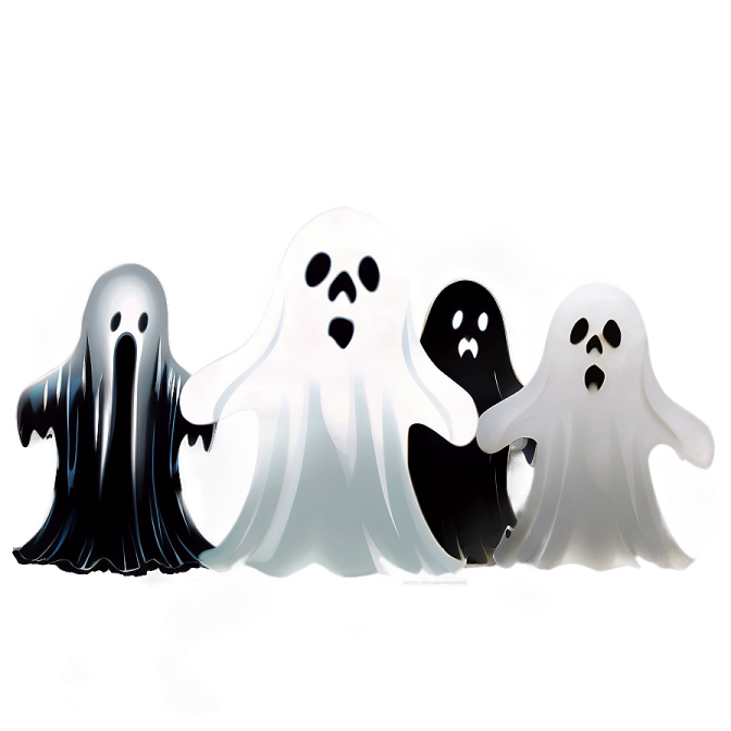 three ghosts are standing in a row