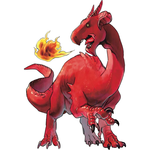 a drawing of a red dragon