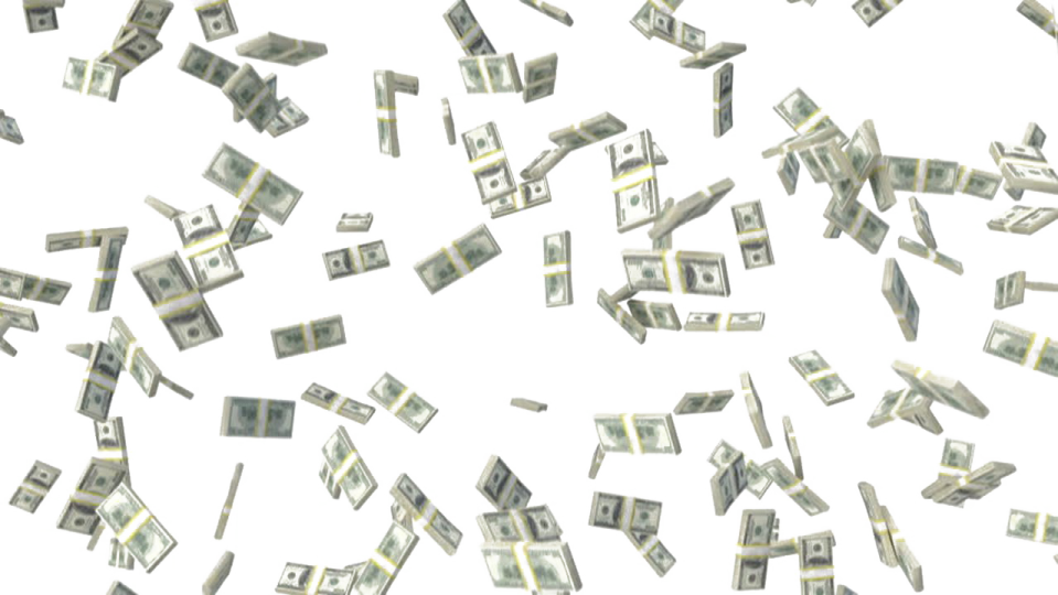 a lot of money falling from the sky