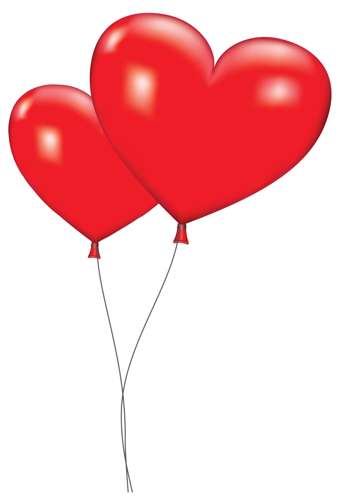 two red balloons in the shape of hearts