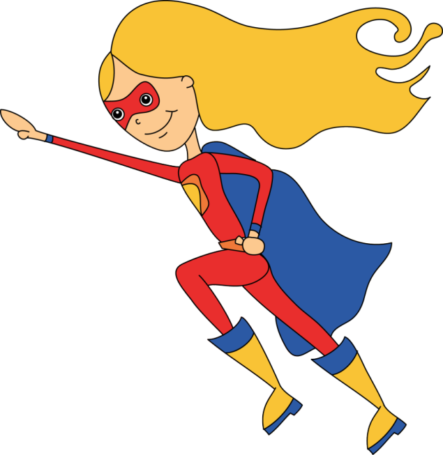 a cartoon girl in a superhero costume
