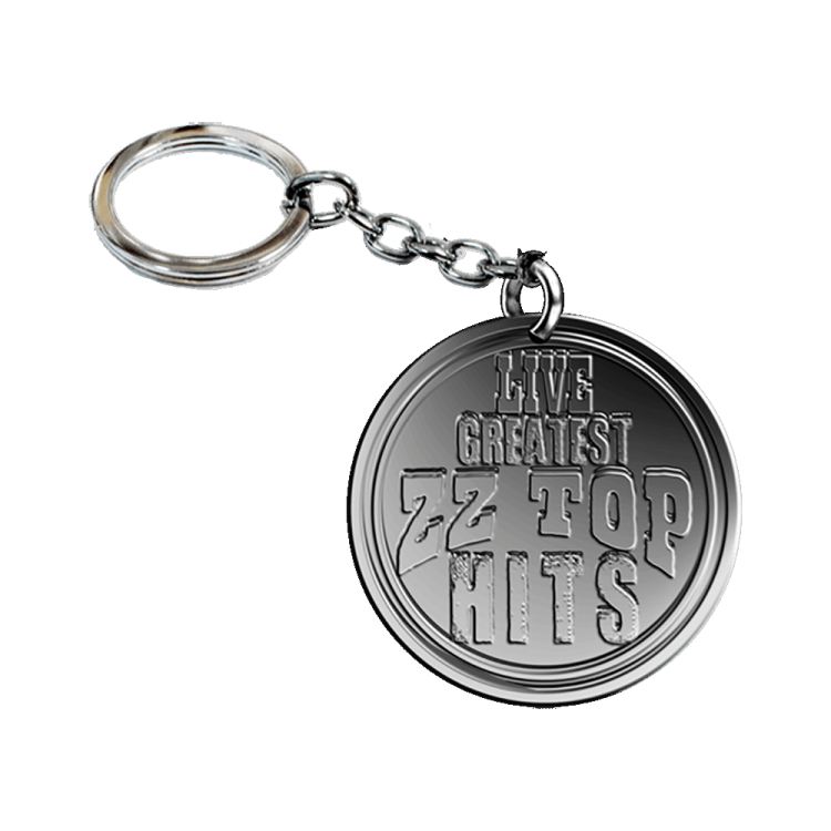 a key chain with a metal medallion on it