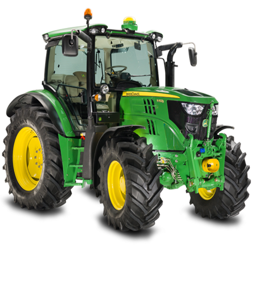 a green tractor on a white background