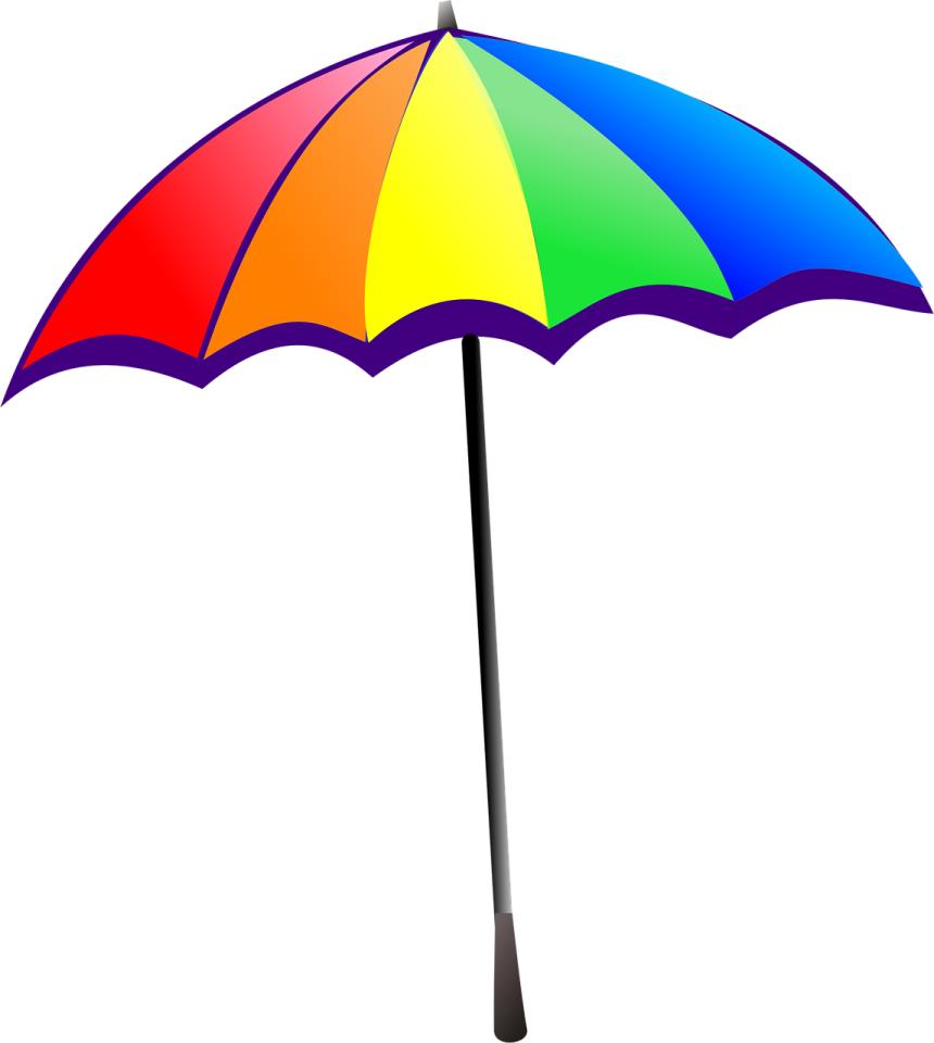 a colorful umbrella on a white background