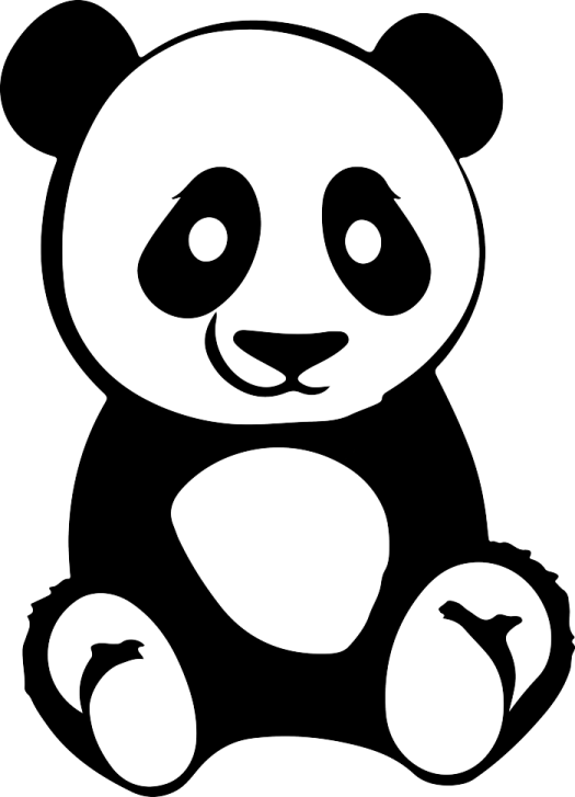 a black and white panda bear sitting down