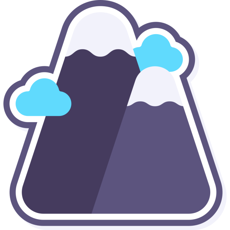 an icon of a mountain with clouds