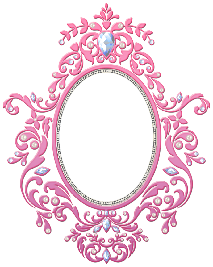 a pink frame with a diamond in the center