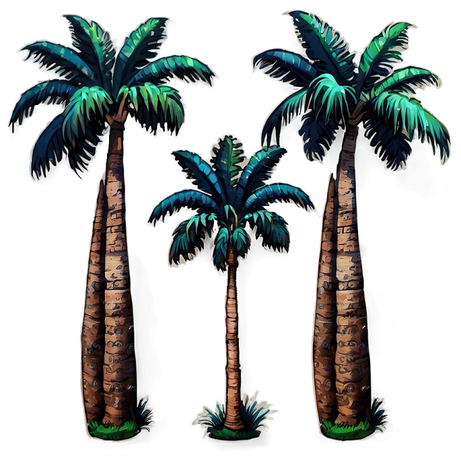 three palm trees on a white background