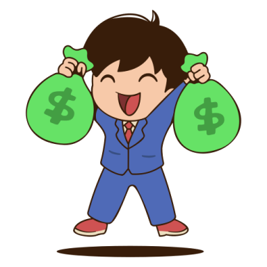 a man with money bags in his hands