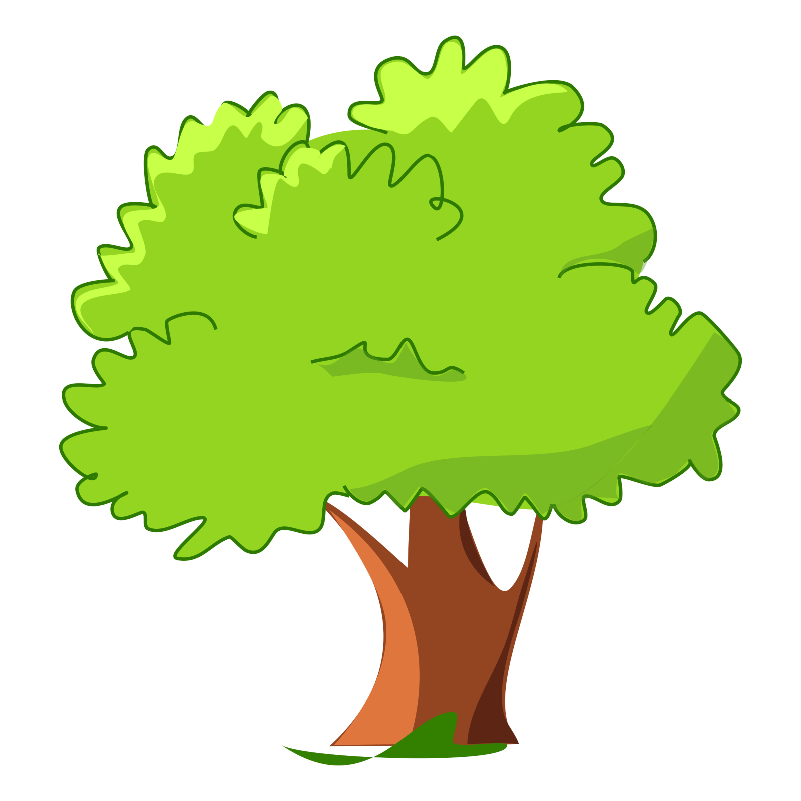 a cartoon tree with green leaves