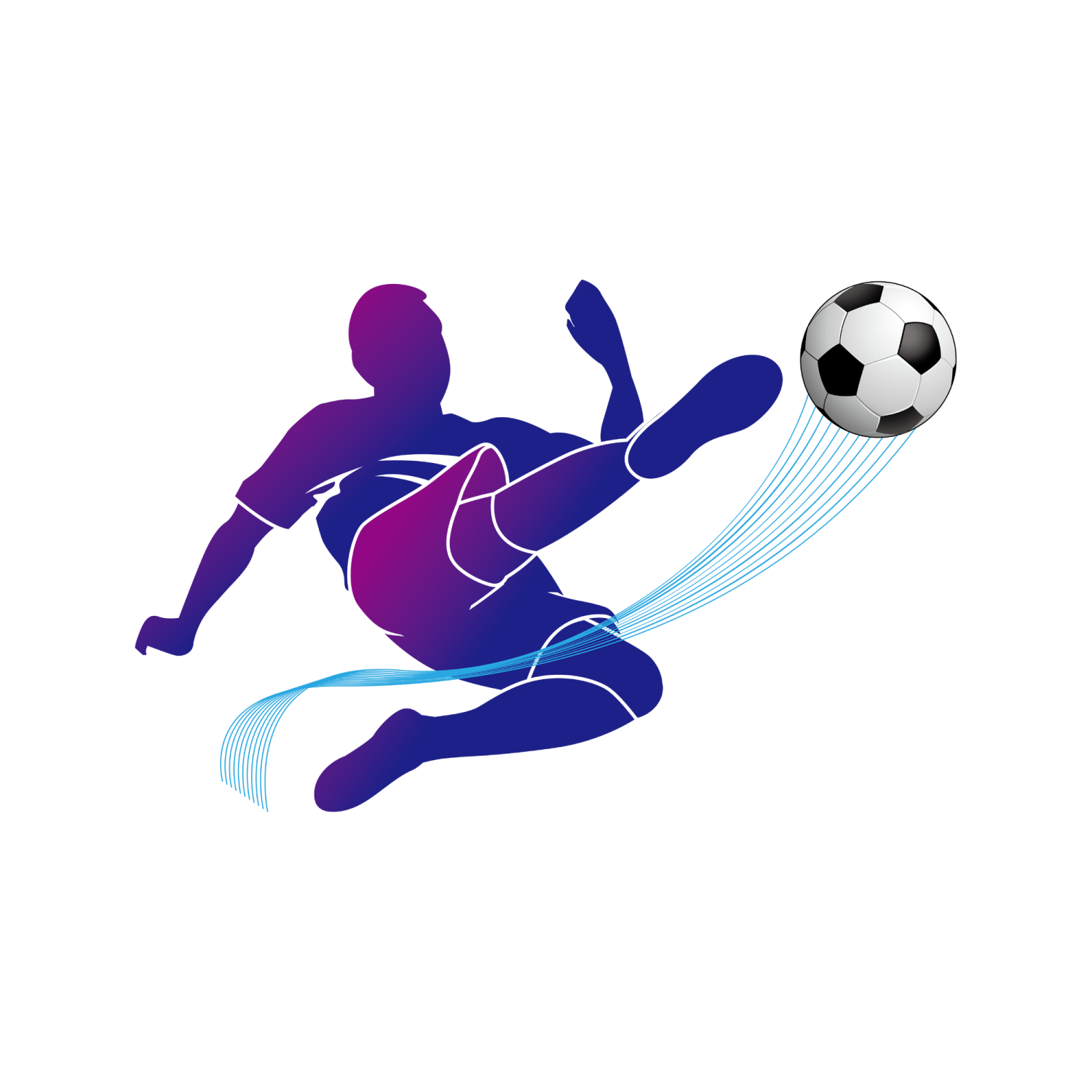 a soccer player with a ball in the air
