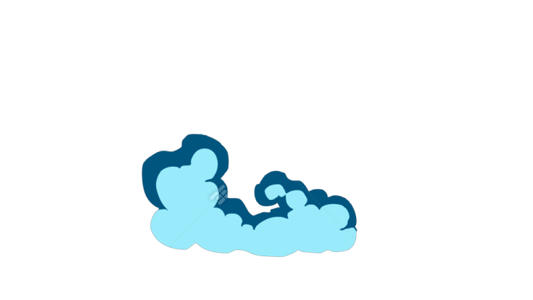 a blue cloud with two smaller clouds on it