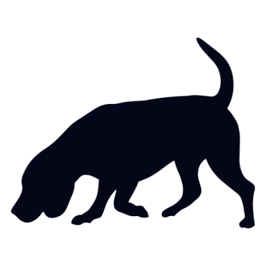 a black and white silhouette of a dog