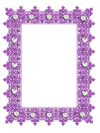 a purple frame with hearts and flowers on it