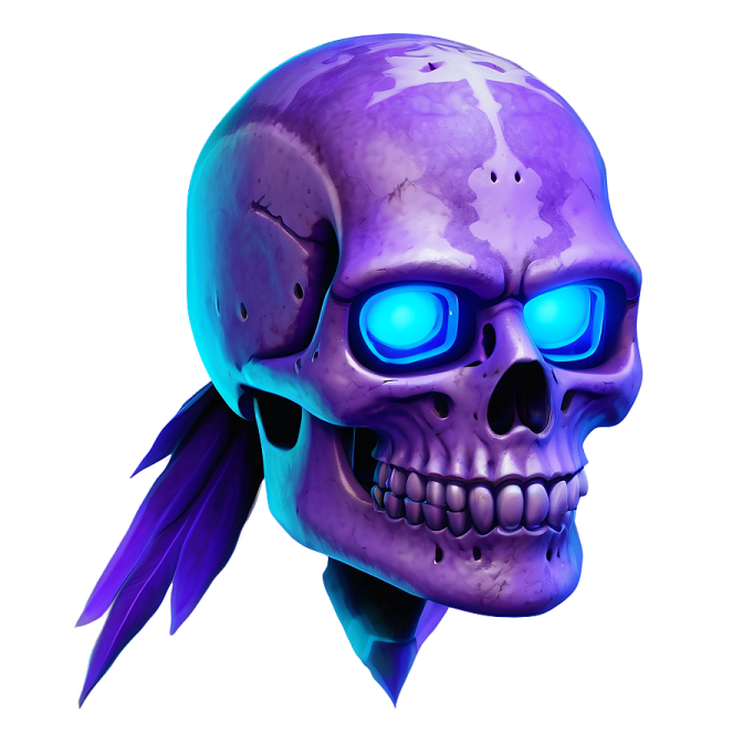 an image of a skull with blue eyes