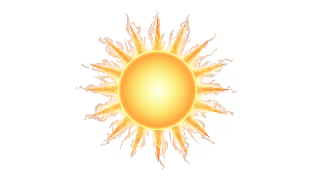 a yellow sun on a white background