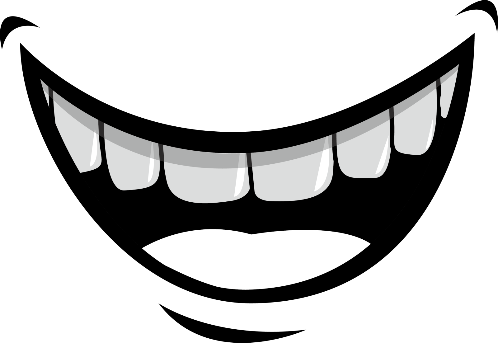 a black and white image of a smiling face