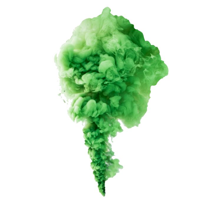 a green smoke cloud on a white background