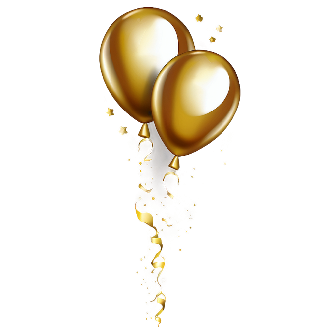 a bunch of gold balloons