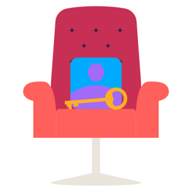 a red chair with a baby in it