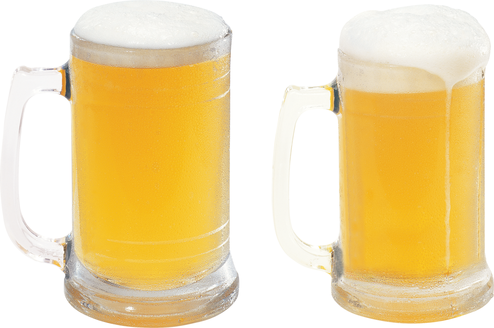 two glasses of beer on a white background