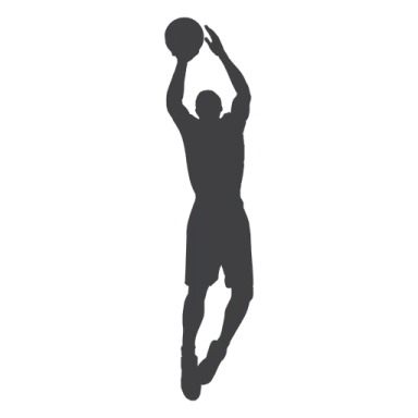 a silhouette of a basketball player shooting the ball