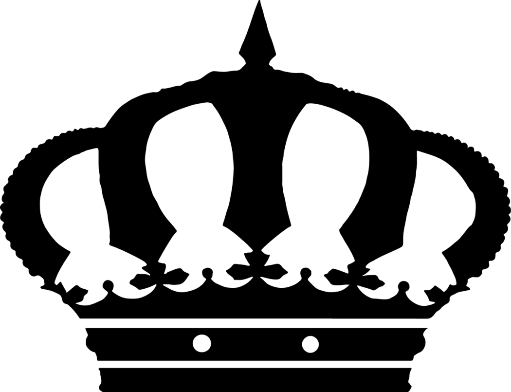 a black and white silhouette of a crown