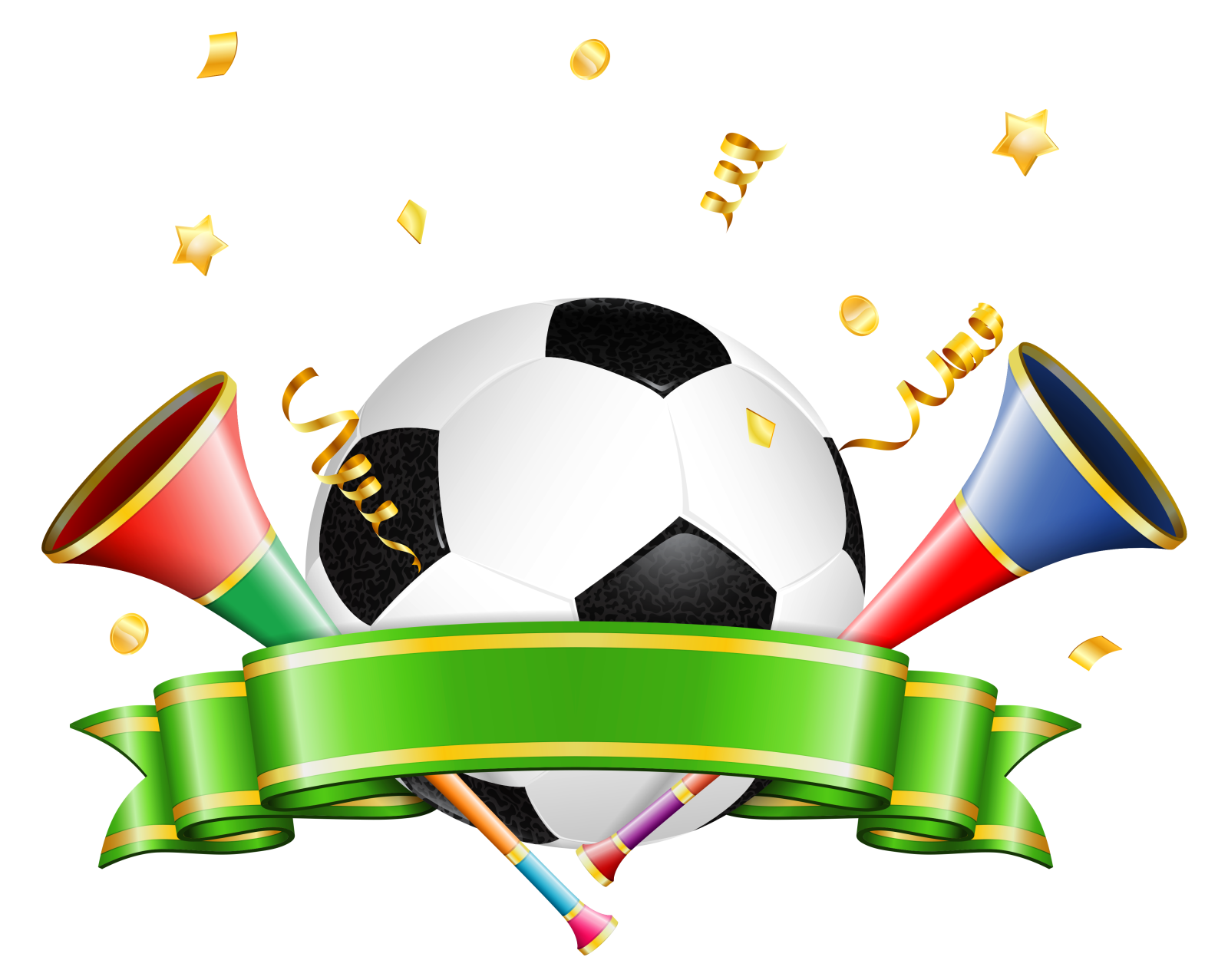 a soccer ball with flags and cons