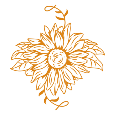 a sunflower with leaves in the center