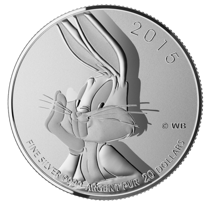 a silver coin with a rabbit on it's back