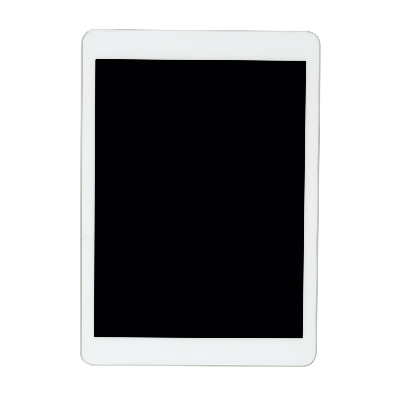 a white tablet with a black screen