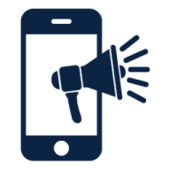 a phone with a megaphone on the screen