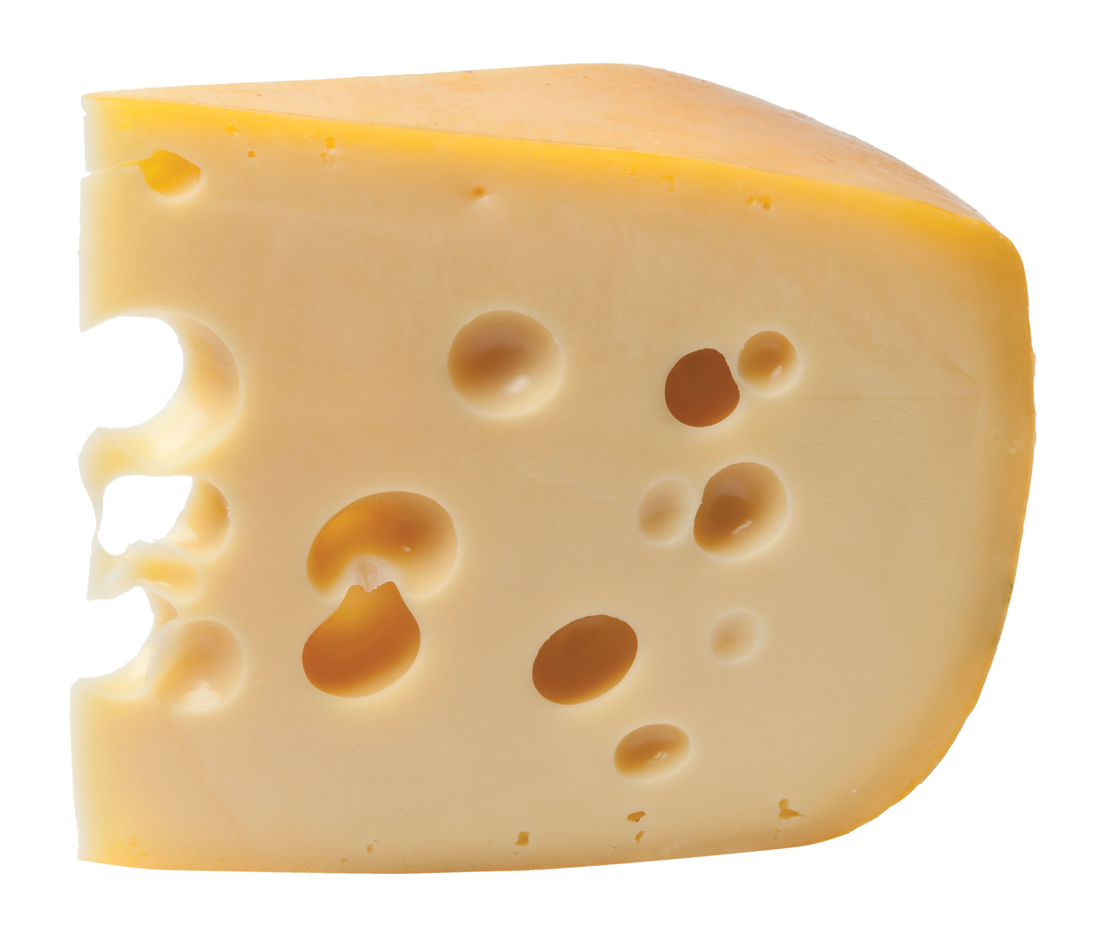 a piece of cheese on a white background