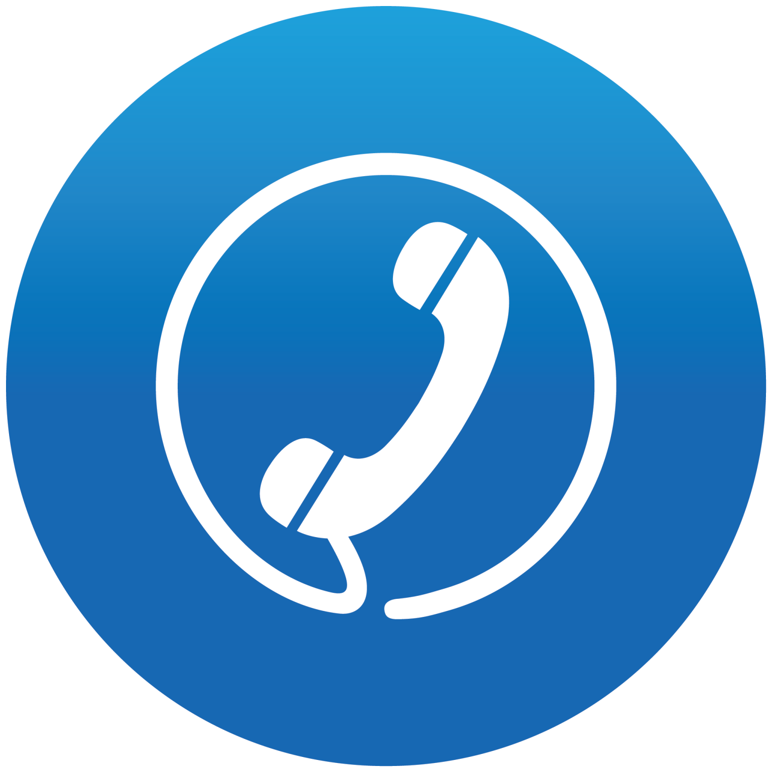 a blue circle with a phone in it