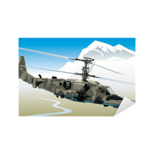 a helicopter flying over a mountain range