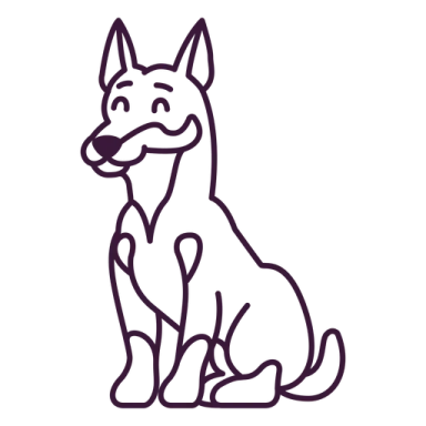 a black and white drawing of a dog
