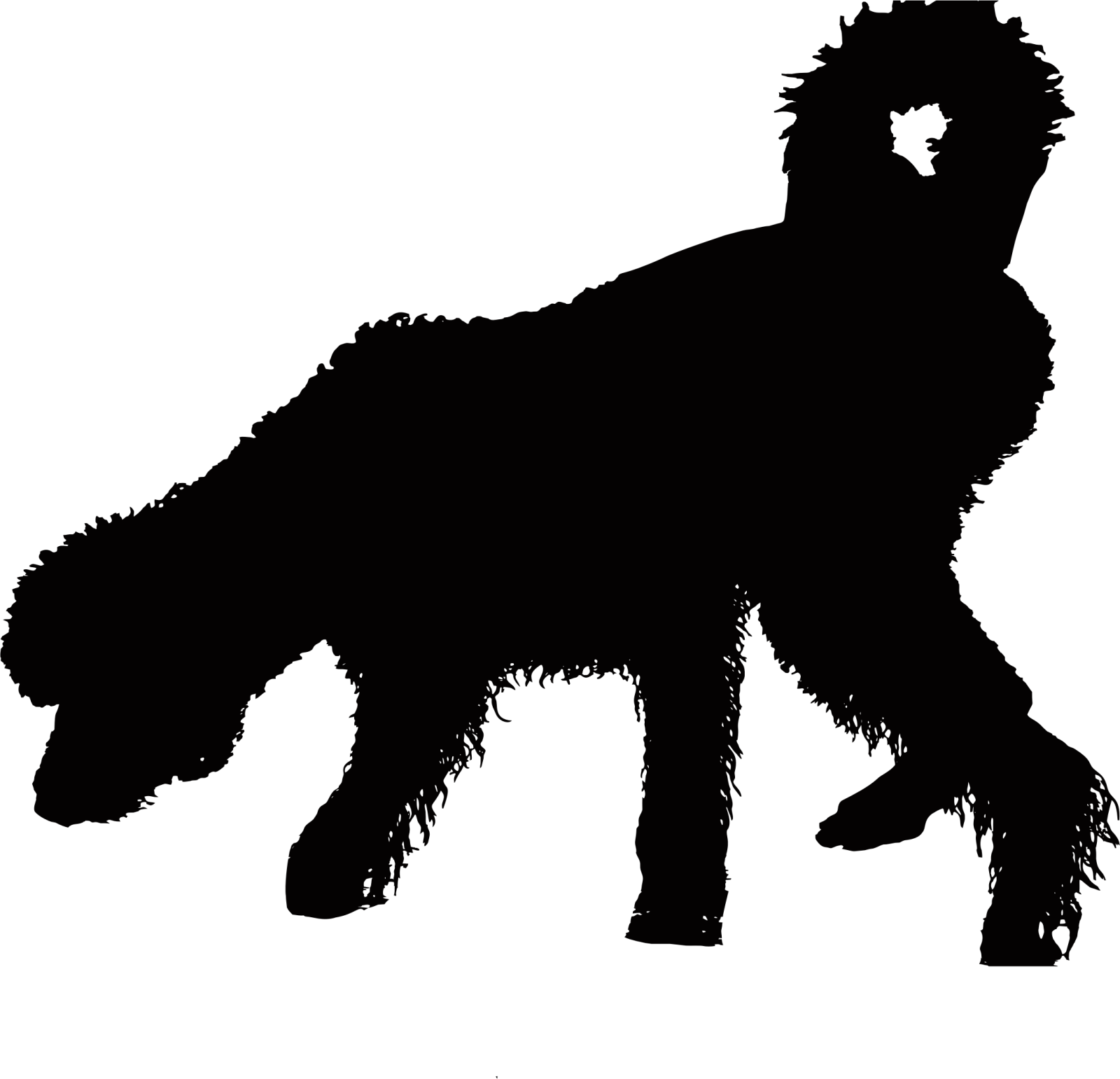 a black and white silhouette of a dog