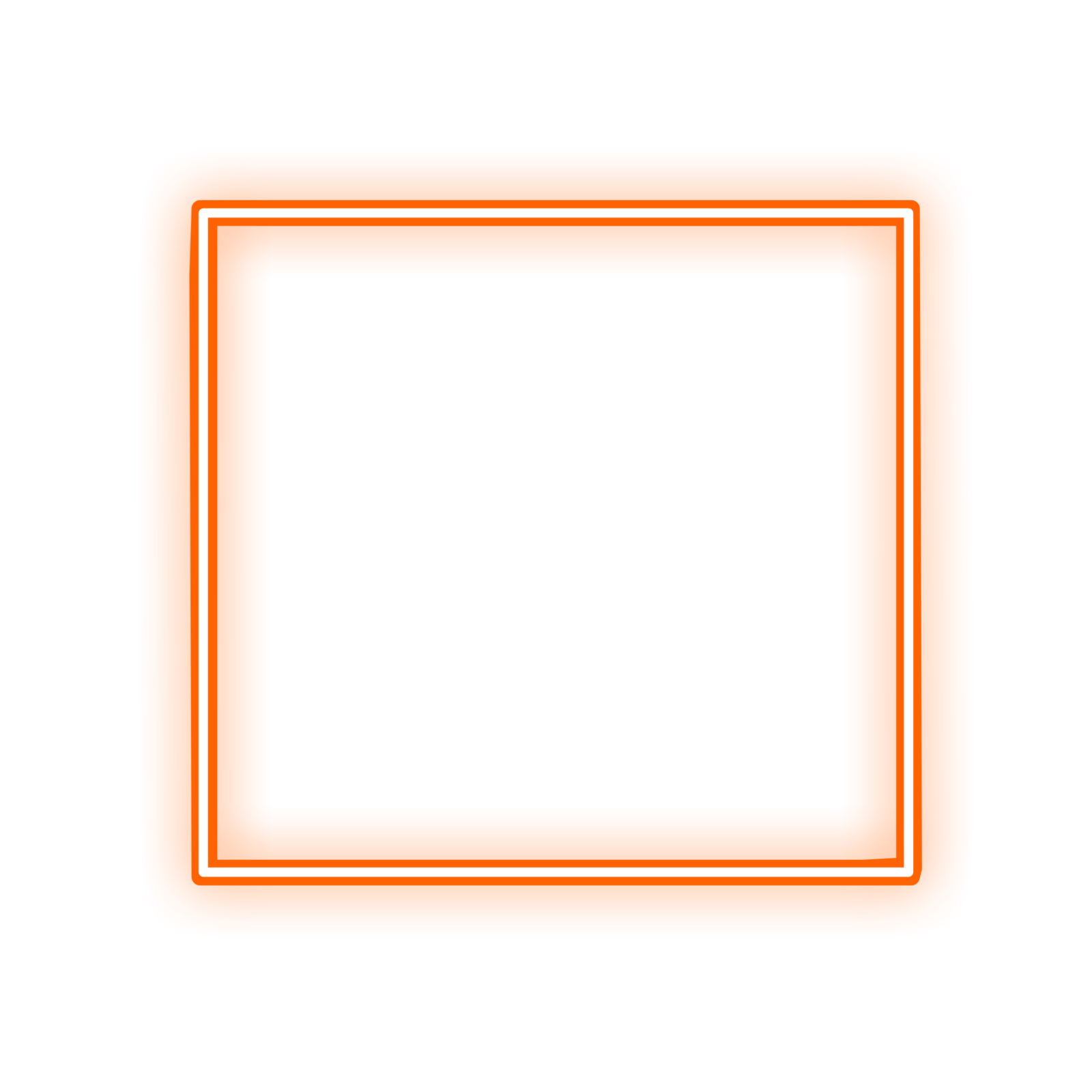 an orange square frame on a white background