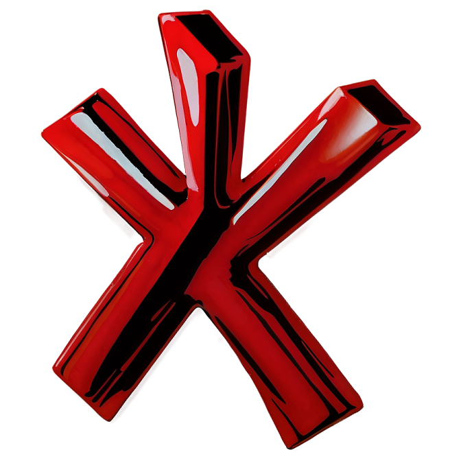 the letter x is red and black