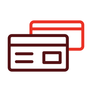 two credit cards with a red and white stripe
