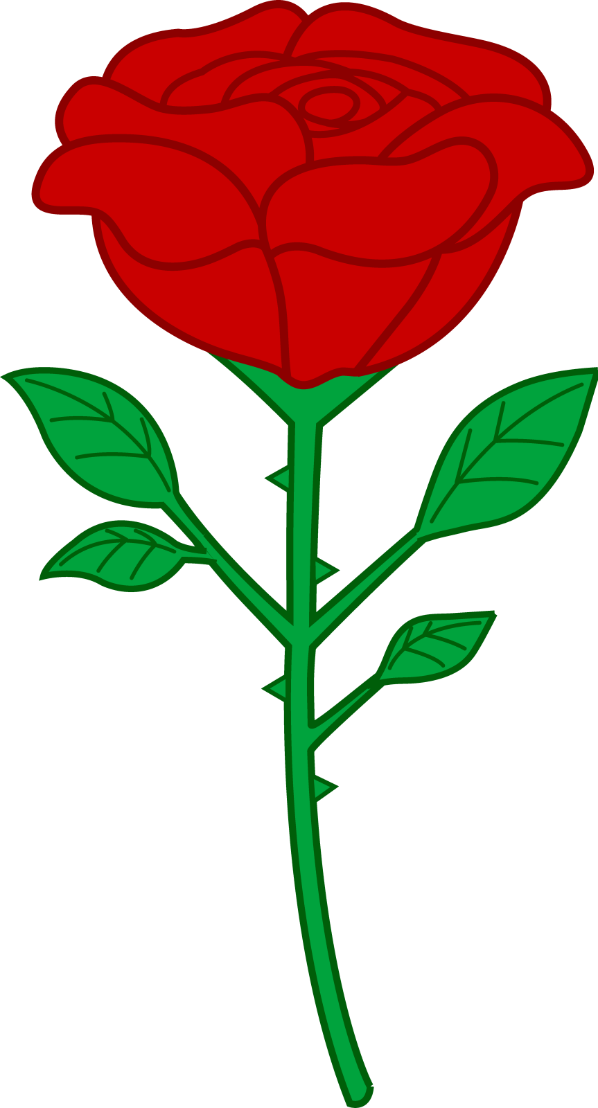 a red rose with green leaves