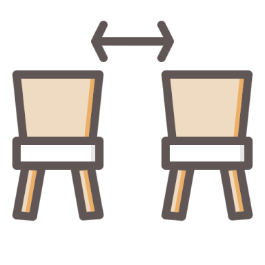 two chairs with arrows pointing up and down