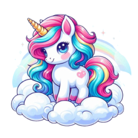 a unicorn sitting on top of a cloud