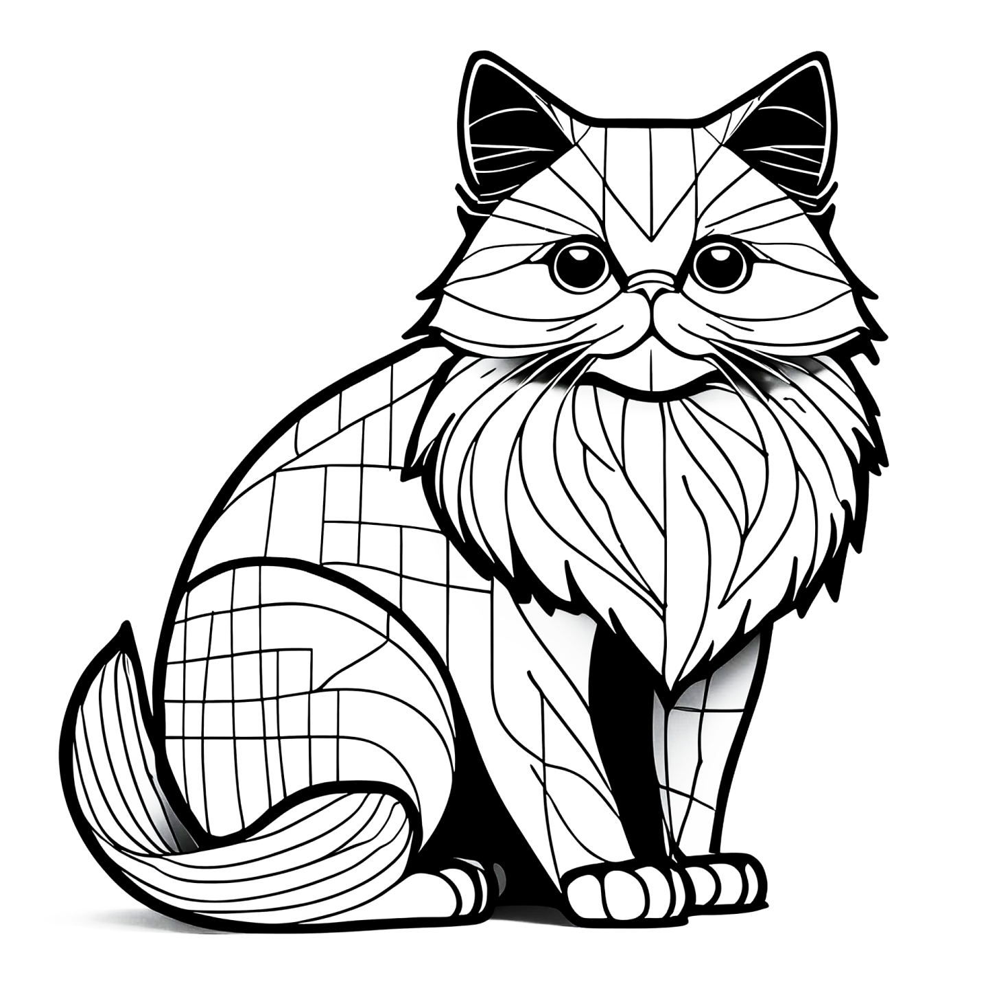 a black and white drawing of a cat