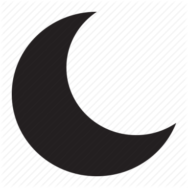 a crescent icon in black and white