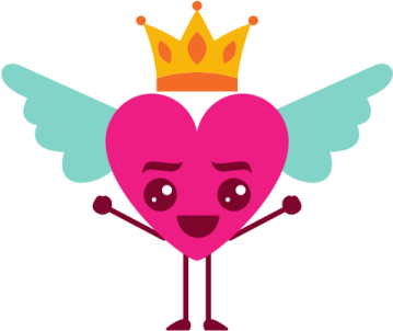 a heart with wings and a crown on top