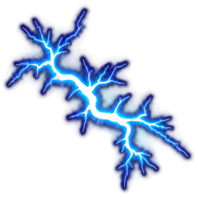 a blue lightning bolt on a white background