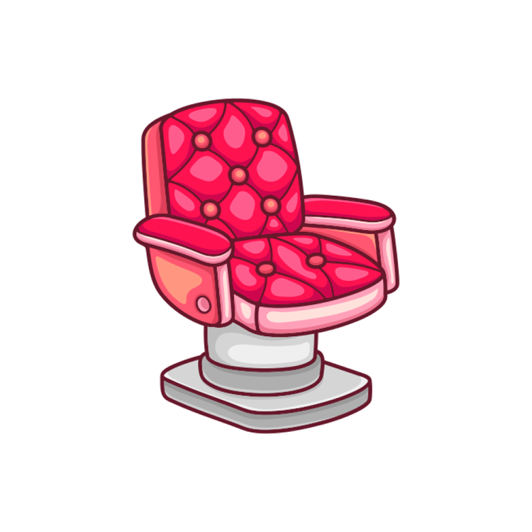 a pink chair with hearts on it