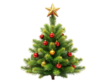 a christmas tree with red and gold ornaments