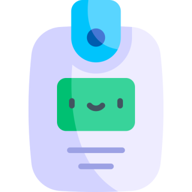 an icon of a robot with a smile on his face